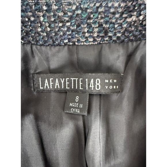 Lafayette 148 Size 8 Alpaca Wool Blend Caeer Blazer Jacket Black Gray Long Sleev - Picture 5 of 8